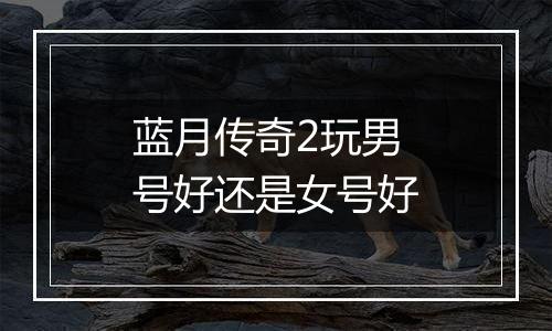 蓝月传奇2玩男号好还是女号好