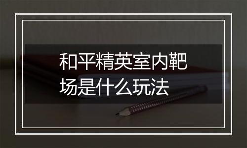 和平精英室内靶场是什么玩法