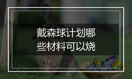 戴森球计划哪些材料可以烧