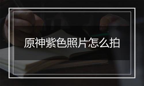 原神紫色照片怎么拍