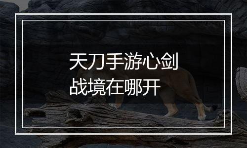 天刀手游心剑战境在哪开