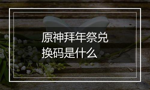 原神拜年祭兑换码是什么