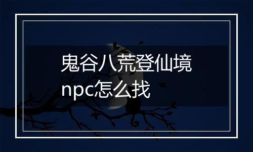 鬼谷八荒登仙境npc怎么找