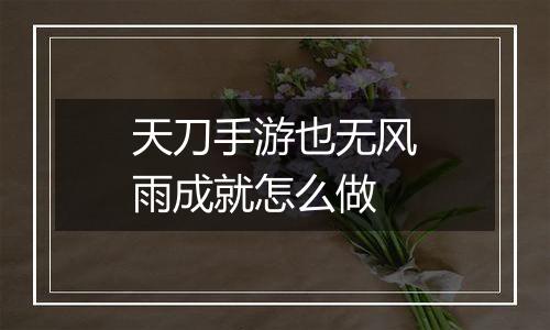 天刀手游也无风雨成就怎么做