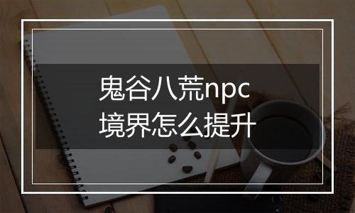 鬼谷八荒npc境界怎么提升