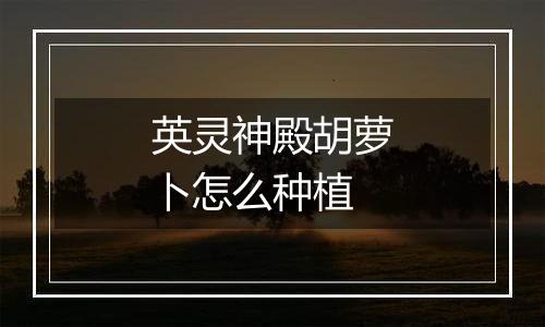 英灵神殿胡萝卜怎么种植