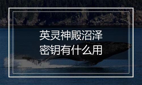 英灵神殿沼泽密钥有什么用