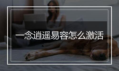 一念逍遥易容怎么激活