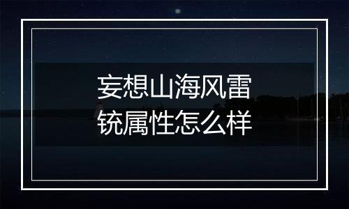 妄想山海风雷铳属性怎么样