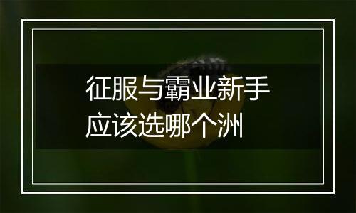 征服与霸业新手应该选哪个洲