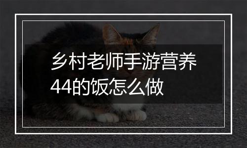 乡村老师手游营养44的饭怎么做