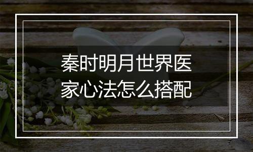 秦时明月世界医家心法怎么搭配