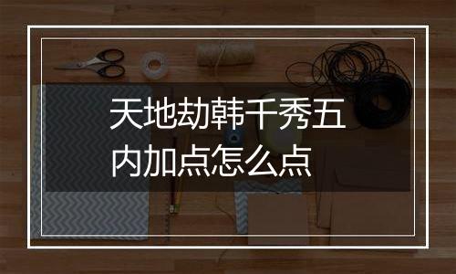 天地劫韩千秀五内加点怎么点