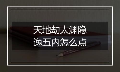 天地劫太渊隐逸五内怎么点