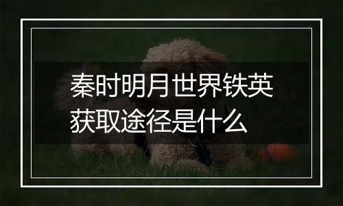 秦时明月世界铁英获取途径是什么