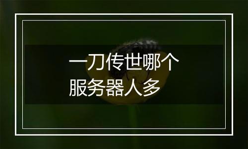 一刀传世哪个服务器人多
