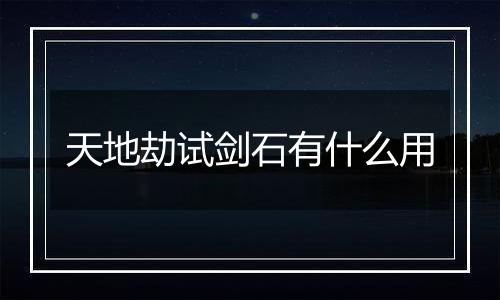 天地劫试剑石有什么用