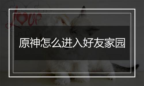 原神怎么进入好友家园