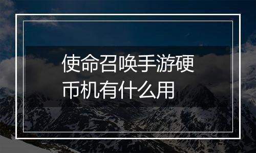 使命召唤手游硬币机有什么用