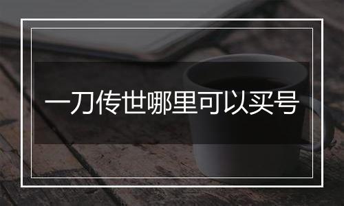 一刀传世哪里可以买号