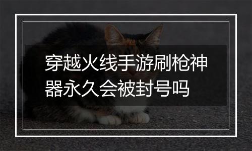 穿越火线手游刷枪神器永久会被封号吗