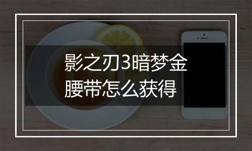 影之刃3暗梦金腰带怎么获得