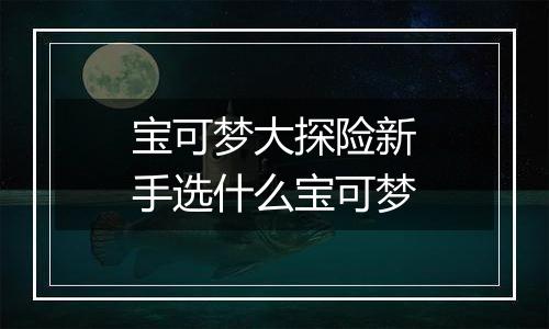 宝可梦大探险新手选什么宝可梦