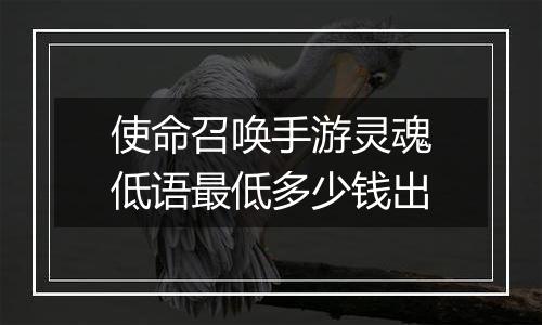 使命召唤手游灵魂低语最低多少钱出