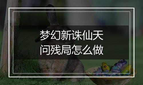 梦幻新诛仙天问残局怎么做