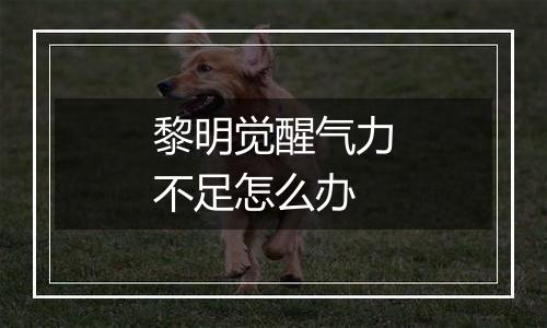 黎明觉醒气力不足怎么办