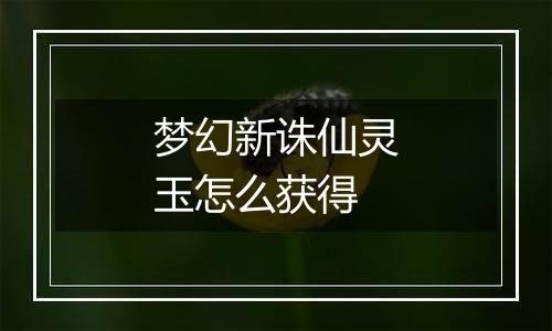 梦幻新诛仙灵玉怎么获得