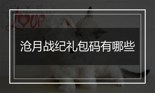 沧月战纪礼包码有哪些