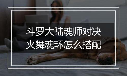 斗罗大陆魂师对决火舞魂环怎么搭配