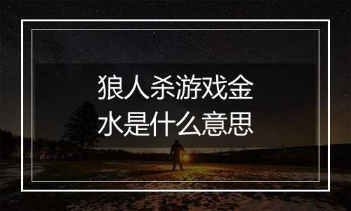 狼人杀游戏金水是什么意思