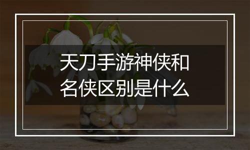 天刀手游神侠和名侠区别是什么