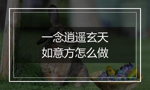 一念逍遥玄天如意方怎么做