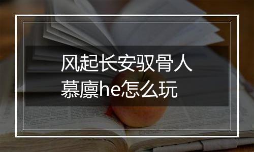 风起长安驭骨人慕廪he怎么玩