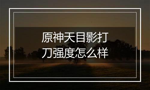 原神天目影打刀强度怎么样