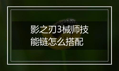 影之刃3械师技能链怎么搭配