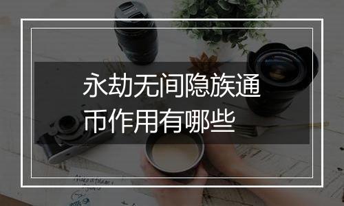 永劫无间隐族通币作用有哪些