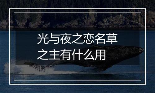 光与夜之恋名草之主有什么用