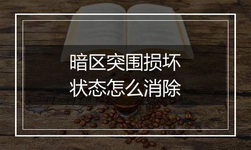 暗区突围损坏状态怎么消除