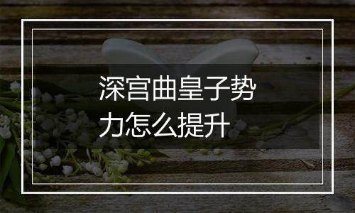 深宫曲皇子势力怎么提升