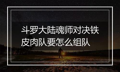 斗罗大陆魂师对决铁皮肉队要怎么组队