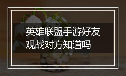 英雄联盟手游好友观战对方知道吗