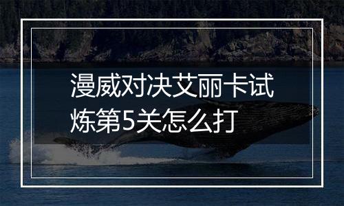 漫威对决艾丽卡试炼第5关怎么打