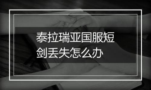 泰拉瑞亚国服短剑丢失怎么办