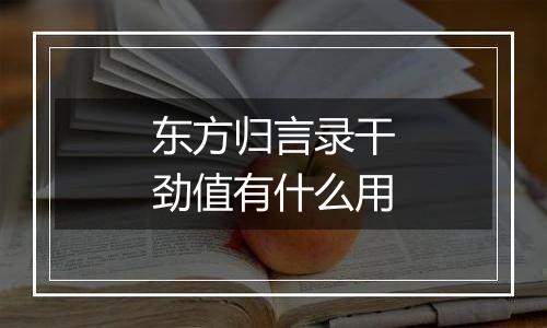 东方归言录干劲值有什么用