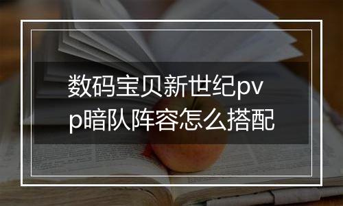 数码宝贝新世纪pvp暗队阵容怎么搭配
