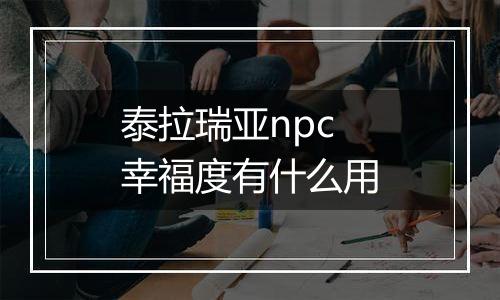 泰拉瑞亚npc幸福度有什么用